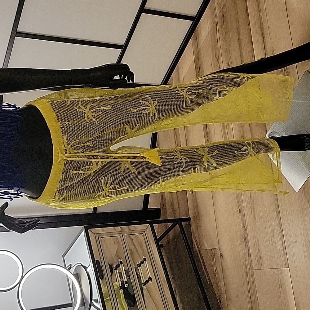 MIKEN Swim | 2-piece | Mesh Swimsuit Coverup | Sz. S | Mustard | NWOT + Swim top - Picture 16 of 17